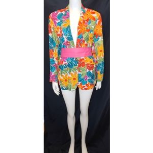 Vintage Bright Floral Blazer